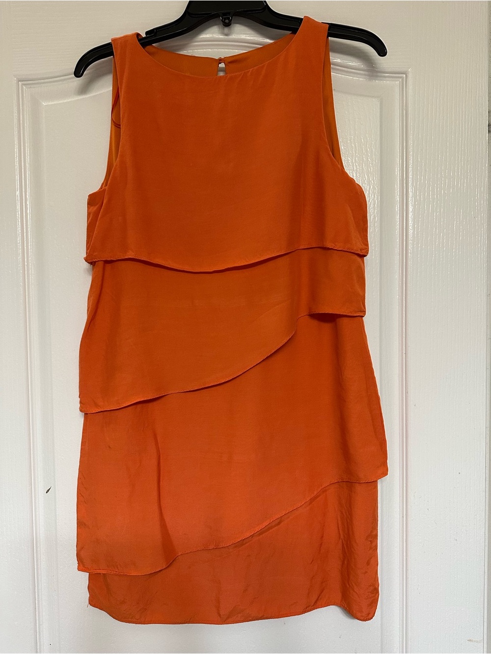 Zara Sleeveless Orange Layered Shift Ruffle Tiered Dress Small
